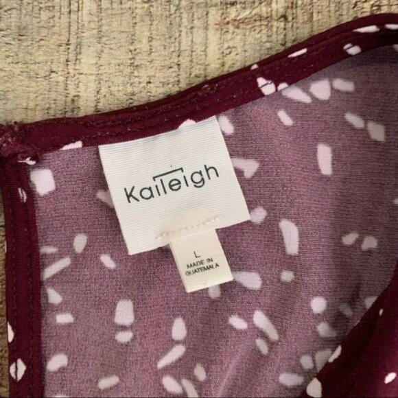 Kaileigh womens maroon with white dots sleeveless tank top blouse - L - Picture 5 of 7